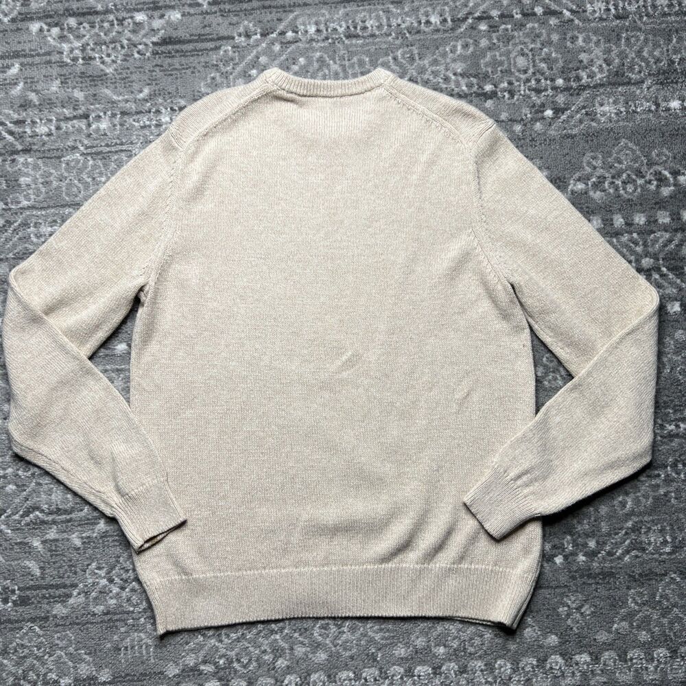 Faherty Marled Surf Stripe Crewneck Sweater Mens XL Desert Oat Cotton Cashmere - Picture 6 of 7